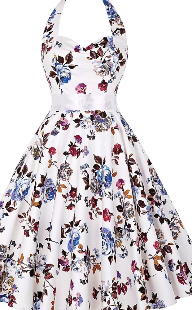 Women Vintage 1950s Halter Cocktail Party Swing Dr